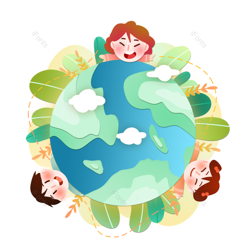 卡通图片,儿童元素,保护PNG,地球免抠素材